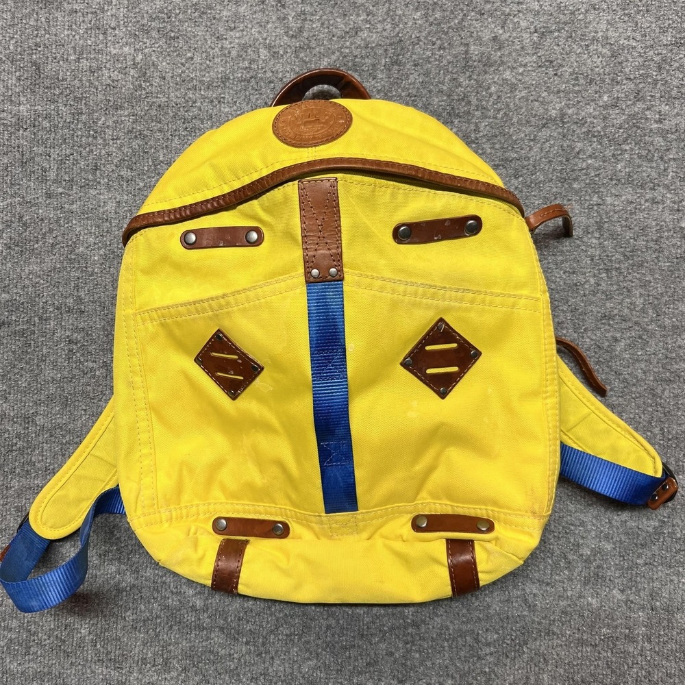 Will Leather Goods Backpack Yellow Canvas Leather Trim School Bag